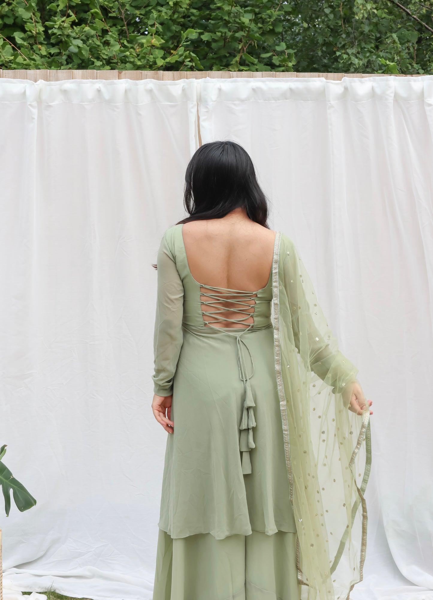 Sage green  kurta & sharara pants