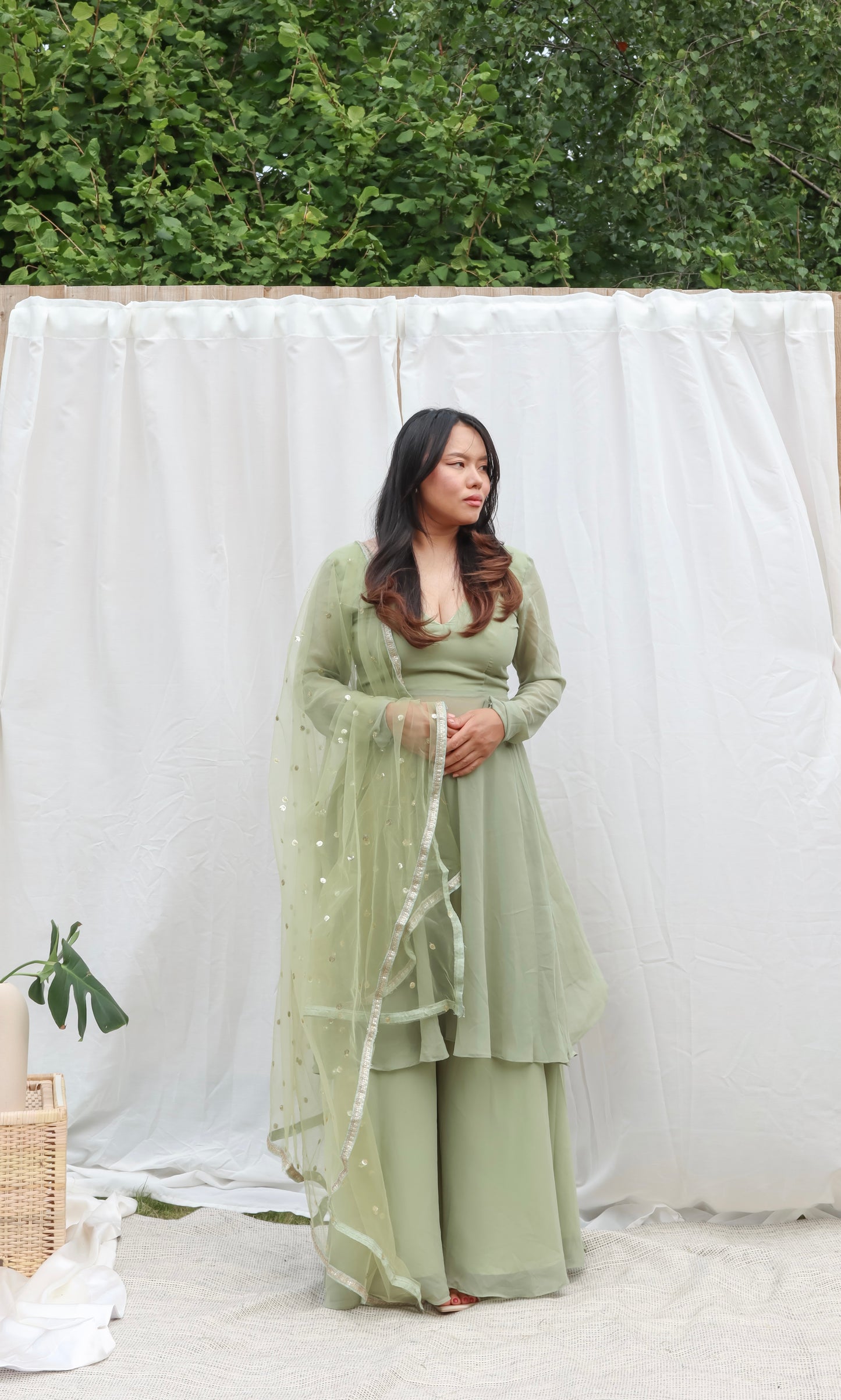 Sage green  kurta & sharara pants