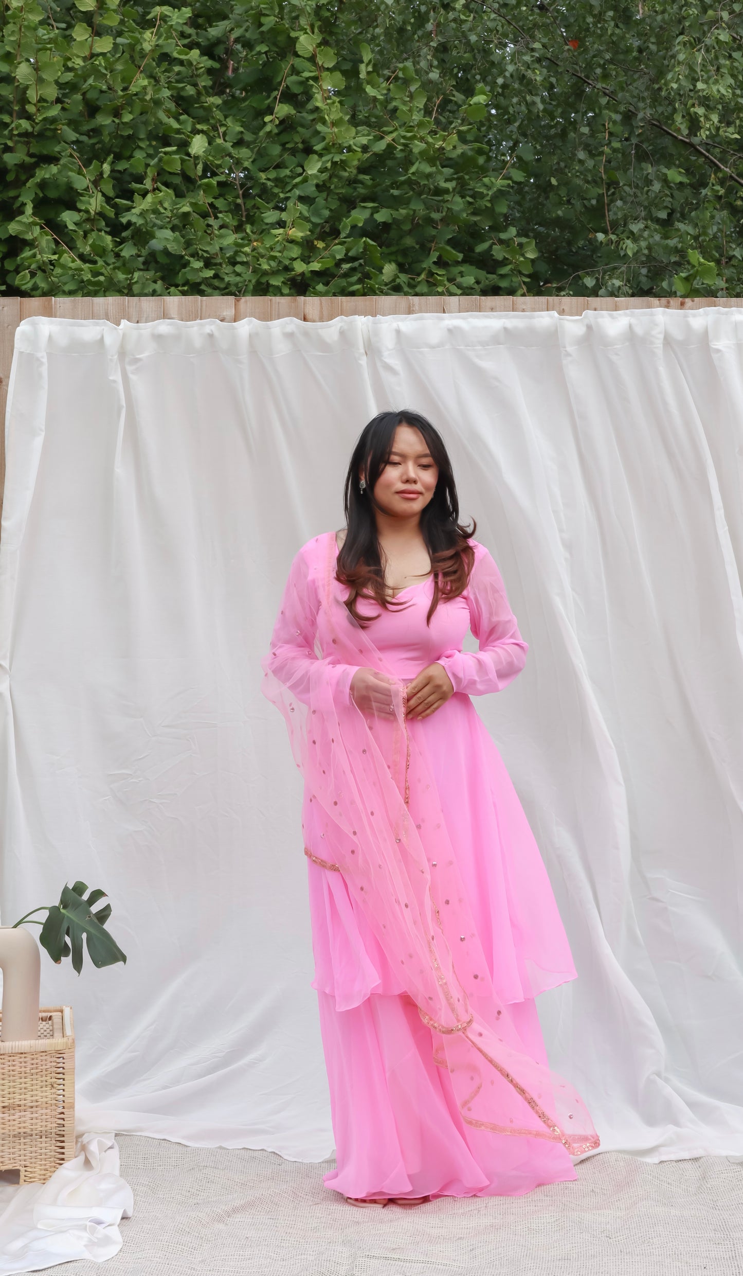 Bright pink kurta & sharara pants