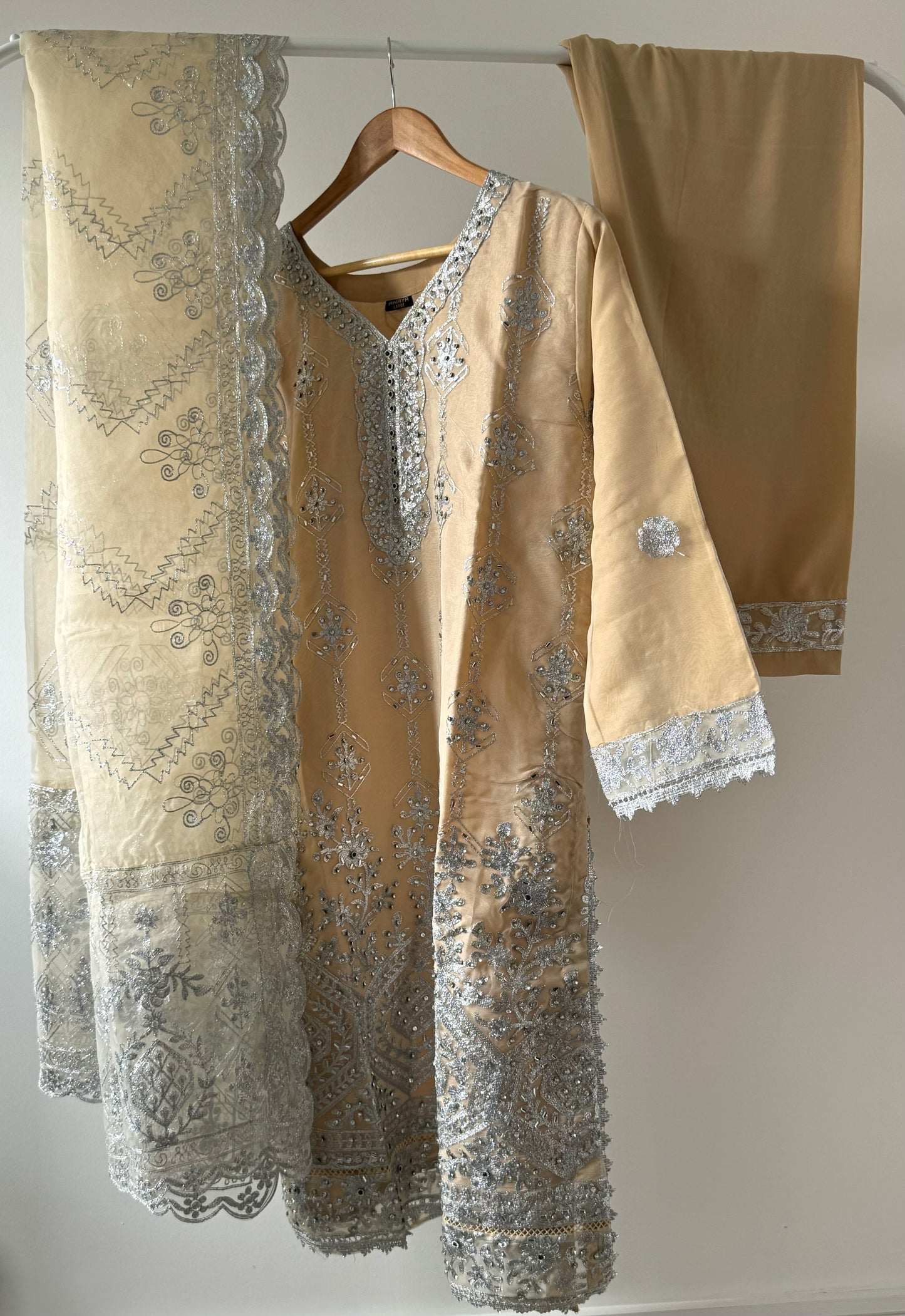 Beige embroidered Kurta set