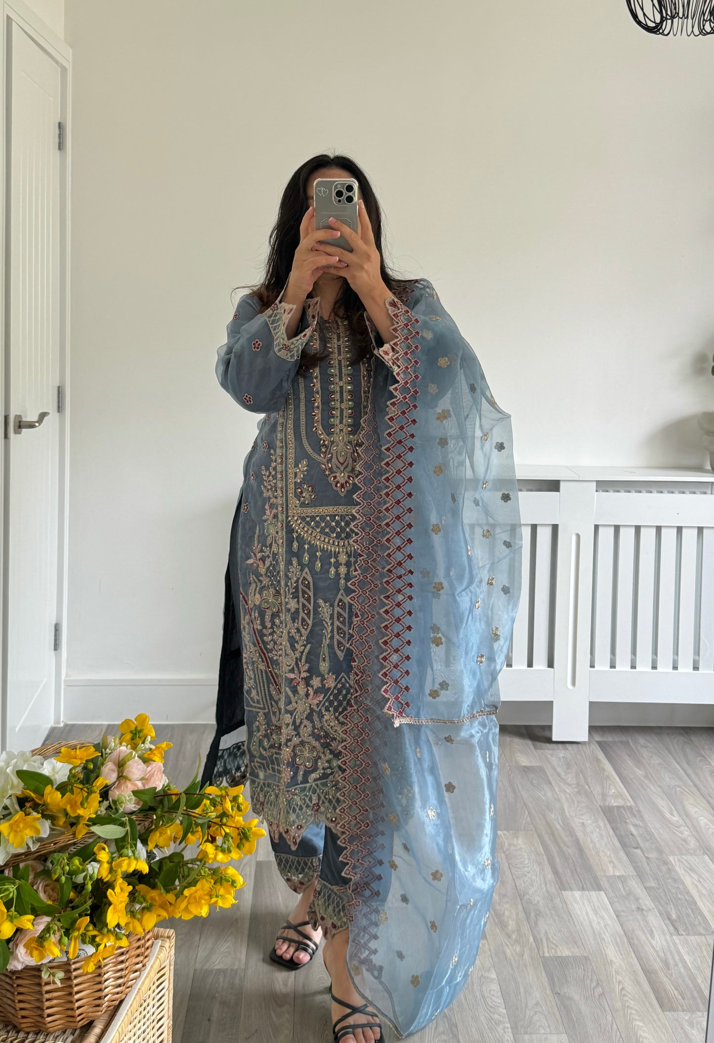 Ashley blue embroidered Kurta set